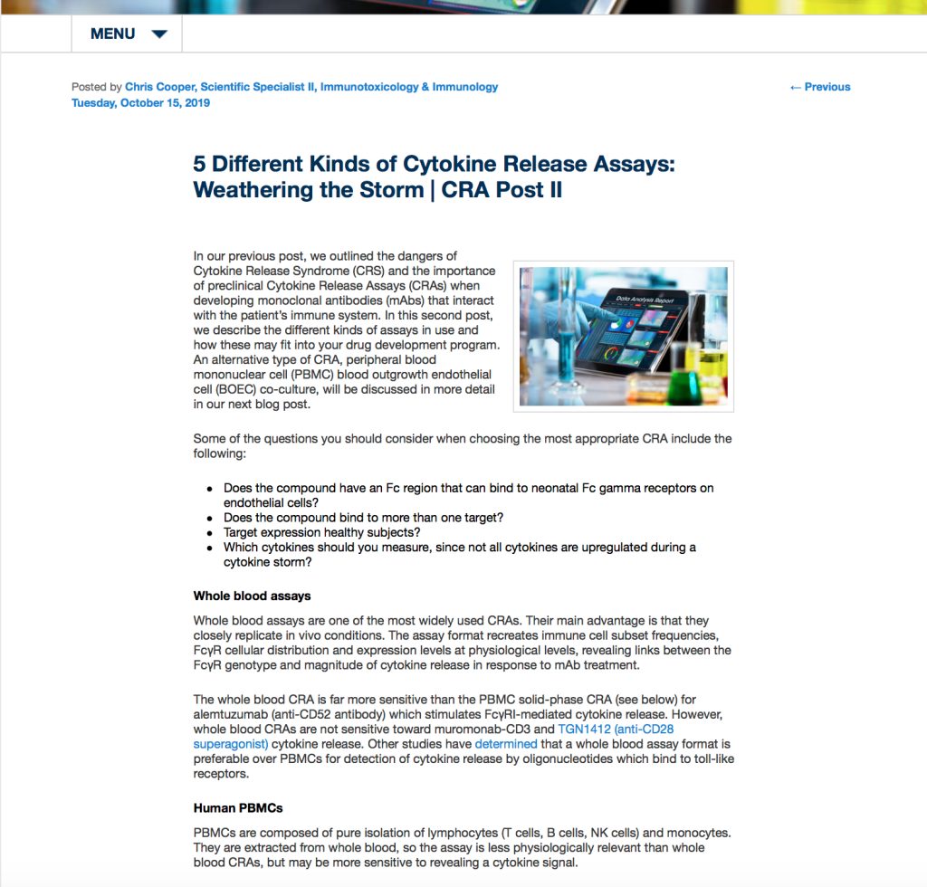 Web content, Covance